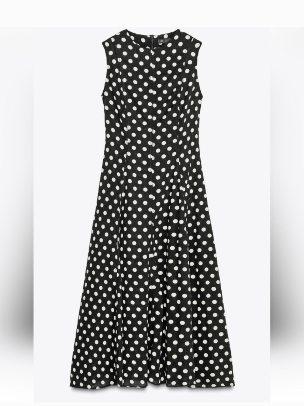 Zara polka dot linen blend midi dress